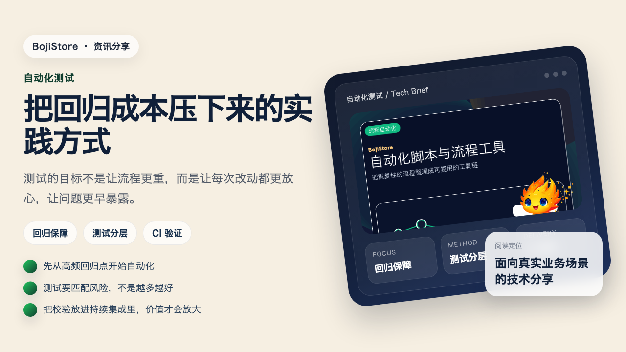 自动化测试：把回归成本压下来的实践方式